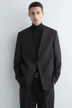 COLLARLESS WOOL BLAZER