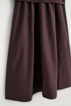 CONTRAST-PANEL BOAT-NECK MIDI DRESS