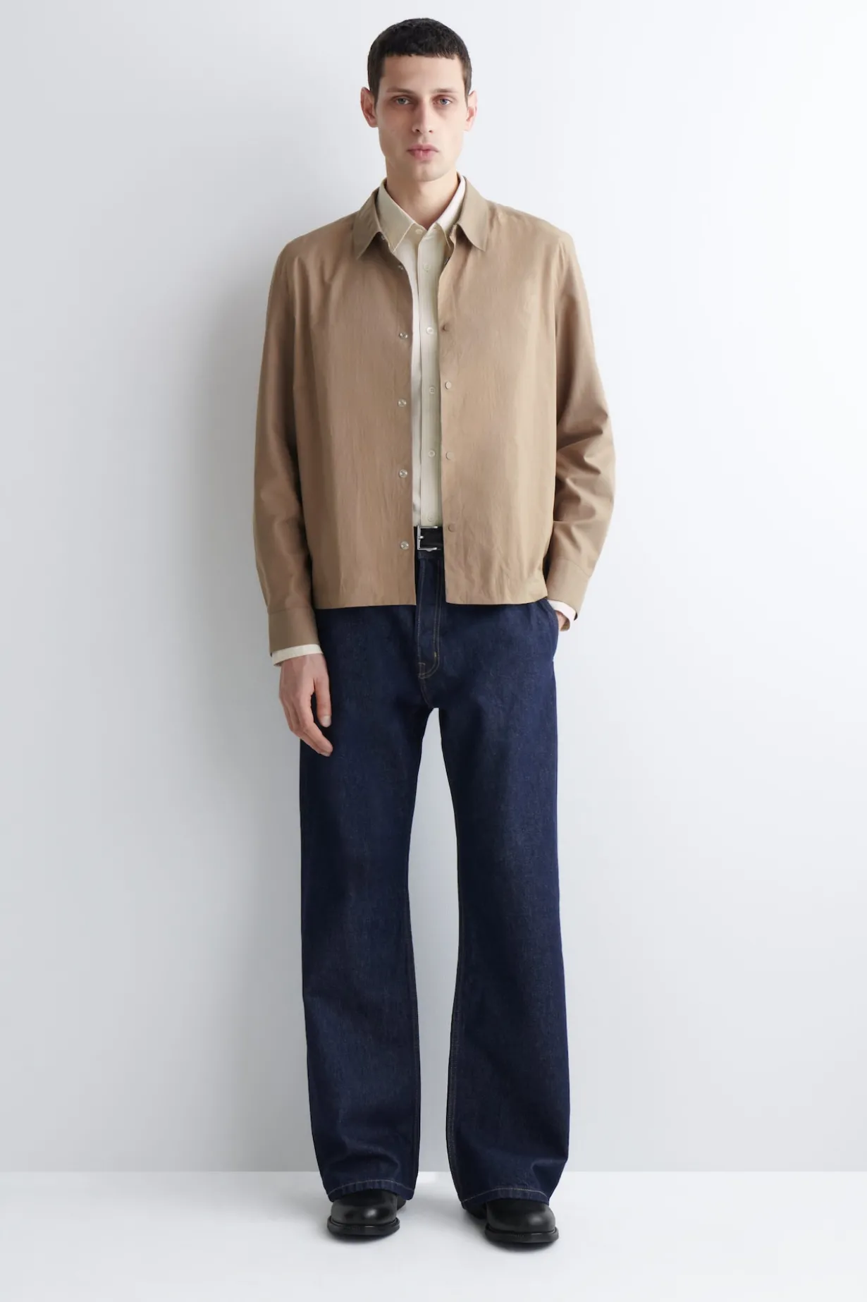 CONTRAST-PANEL COTTON OVERSHIRT