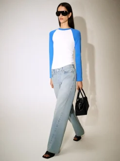 CONTRAST-SLEEVE T-SHIRT