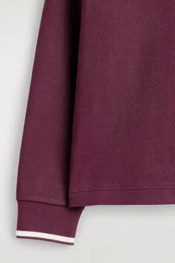 CONTRAST-TIPPED COTTON POLO TOP