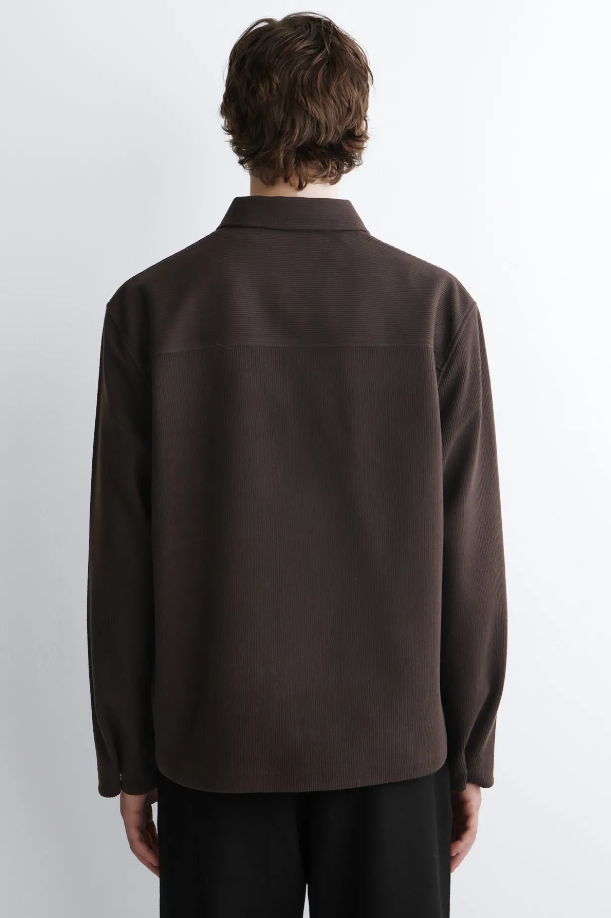 CORDUROY-JERSEY ZIP-UP OVERSHIRT