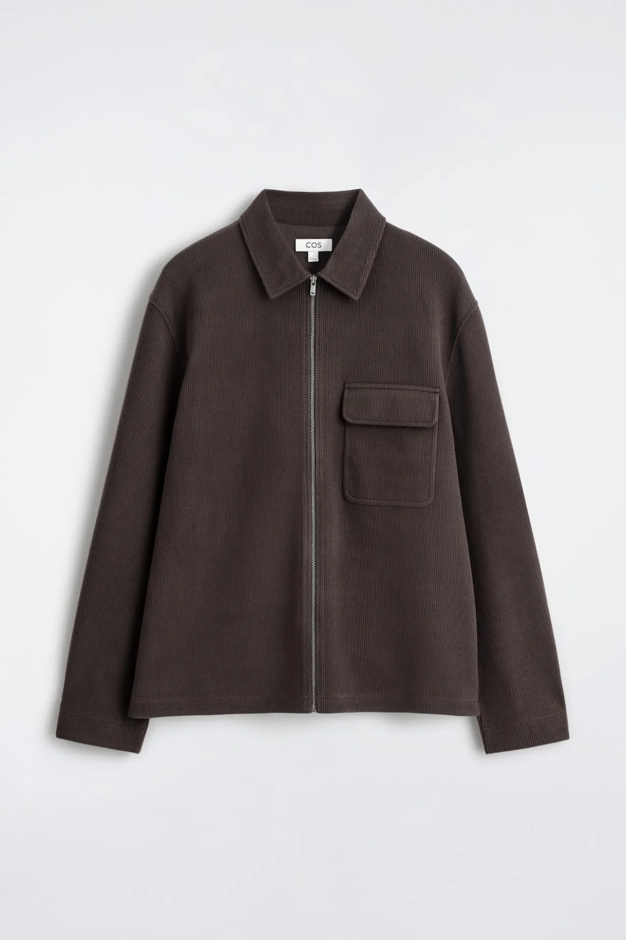 CORDUROY-JERSEY ZIP-UP OVERSHIRT