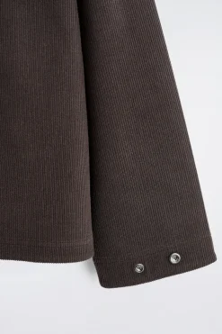 CORDUROY-JERSEY ZIP-UP OVERSHIRT