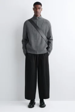 COTTON CROPPED BARREL-LEG PANTS