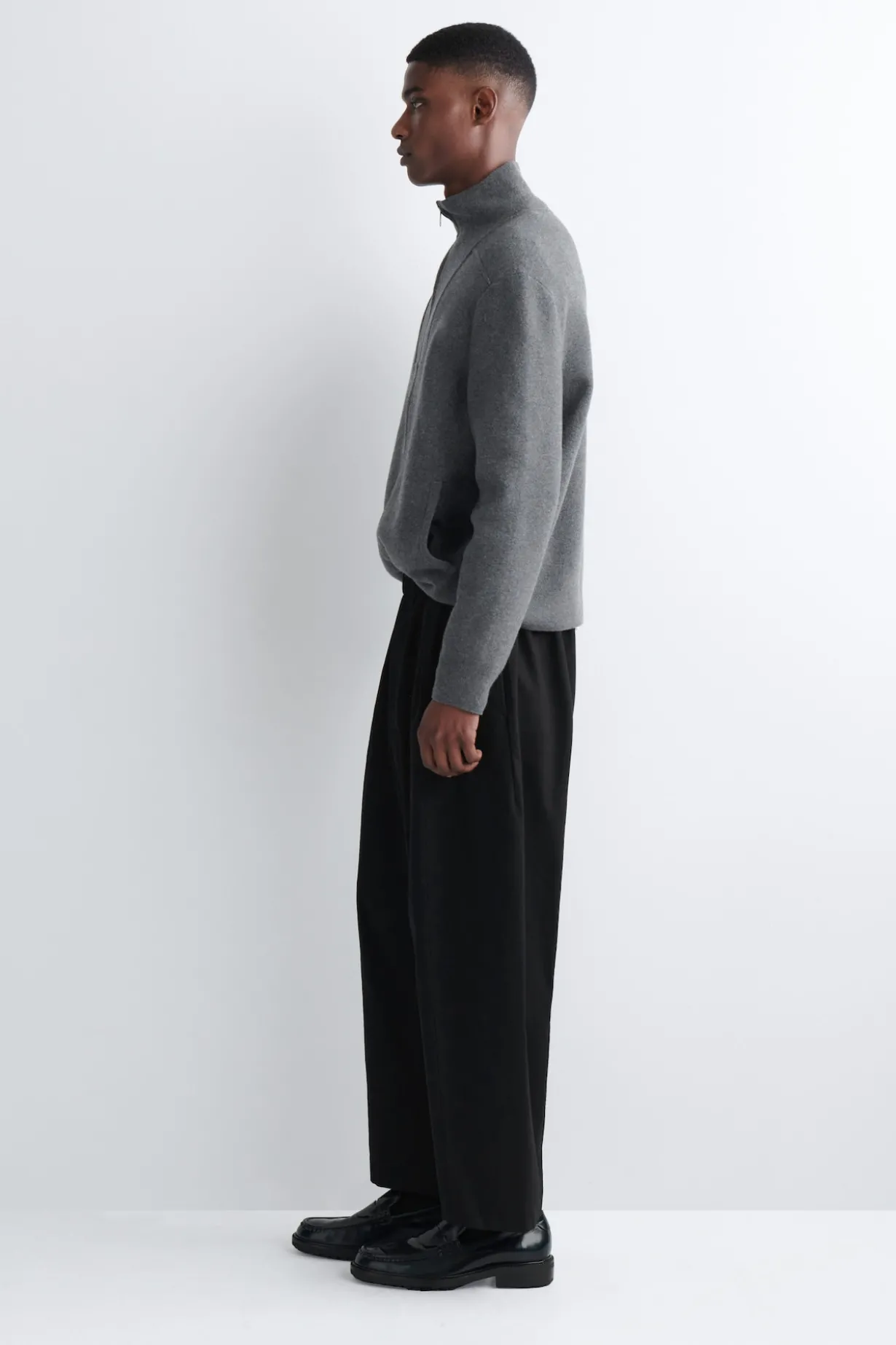 COTTON CROPPED BARREL-LEG PANTS