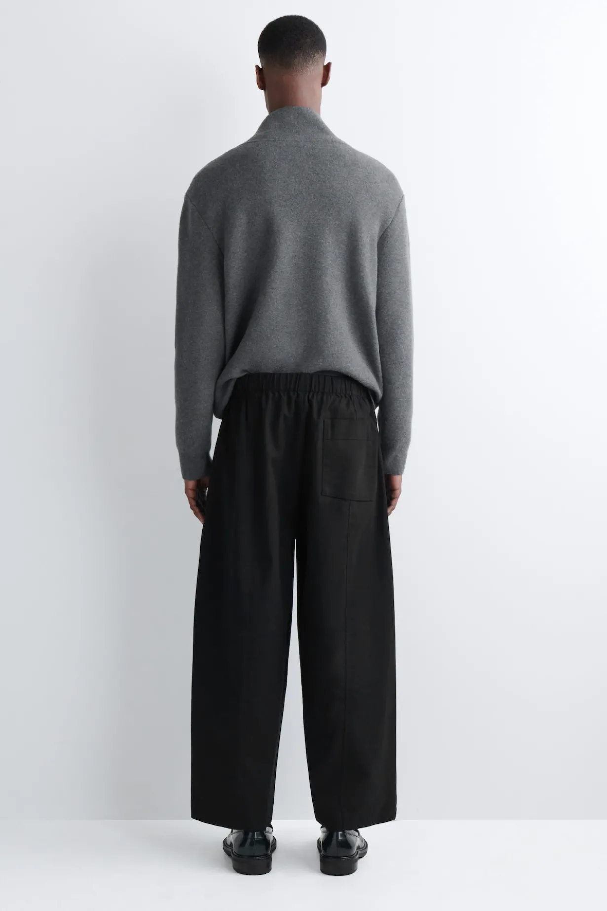 COTTON CROPPED BARREL-LEG PANTS