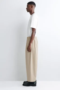 COTTON CROPPED BARREL-LEG PANTS