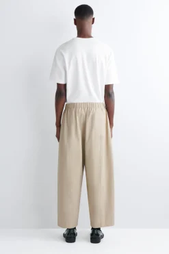 COTTON CROPPED BARREL-LEG PANTS