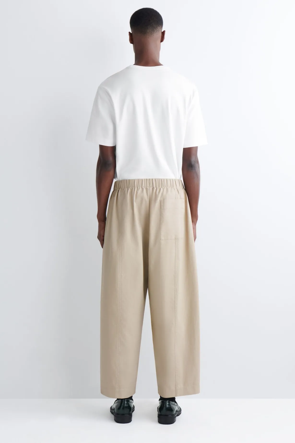 COTTON CROPPED BARREL-LEG PANTS