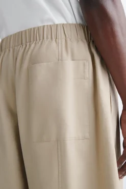 COTTON CROPPED BARREL-LEG PANTS