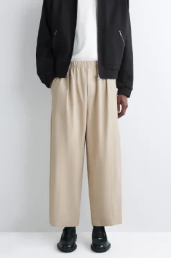 COTTON CROPPED BARREL-LEG PANTS