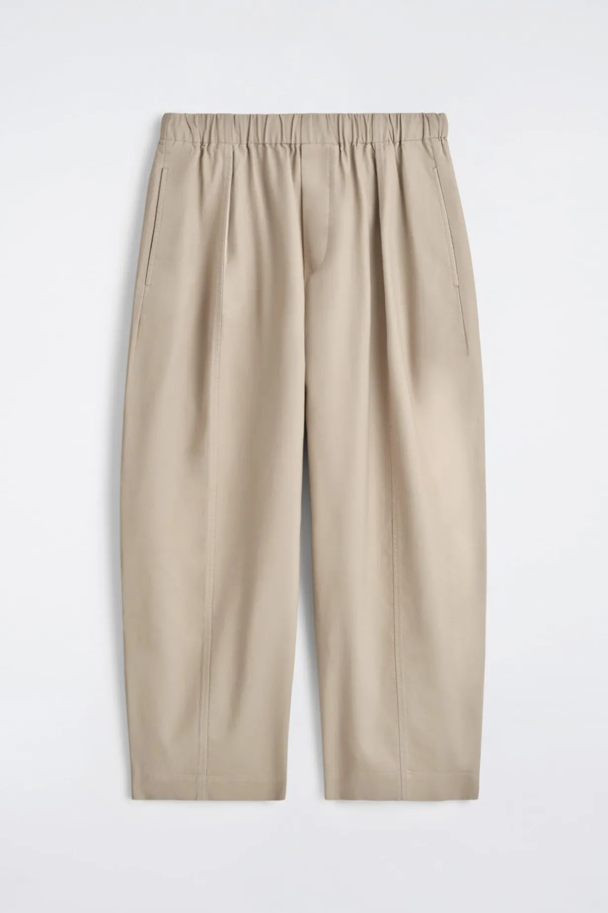 COTTON CROPPED BARREL-LEG PANTS