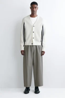 COTTON CROPPED BARREL-LEG PANTS