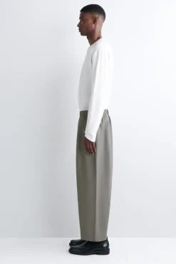 COTTON CROPPED BARREL-LEG PANTS