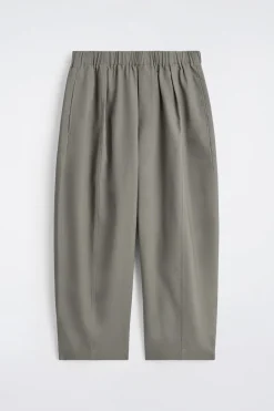 COTTON CROPPED BARREL-LEG PANTS