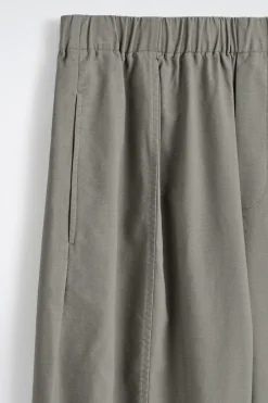 COTTON CROPPED BARREL-LEG PANTS
