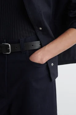 COTTON CROPPED WIDE-LEG TROUSERS