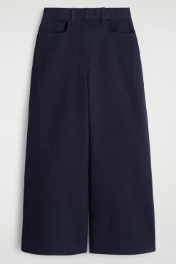 COTTON CROPPED WIDE-LEG TROUSERS