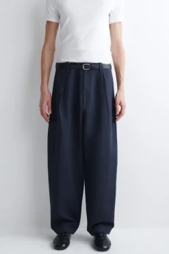 COTTON-BLEND BARREL-LEG UTILITY PANTS