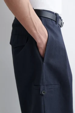 COTTON-BLEND BARREL-LEG UTILITY PANTS