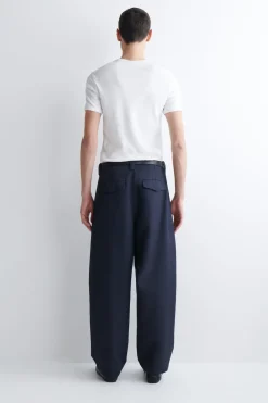 COTTON-BLEND BARREL-LEG UTILITY PANTS