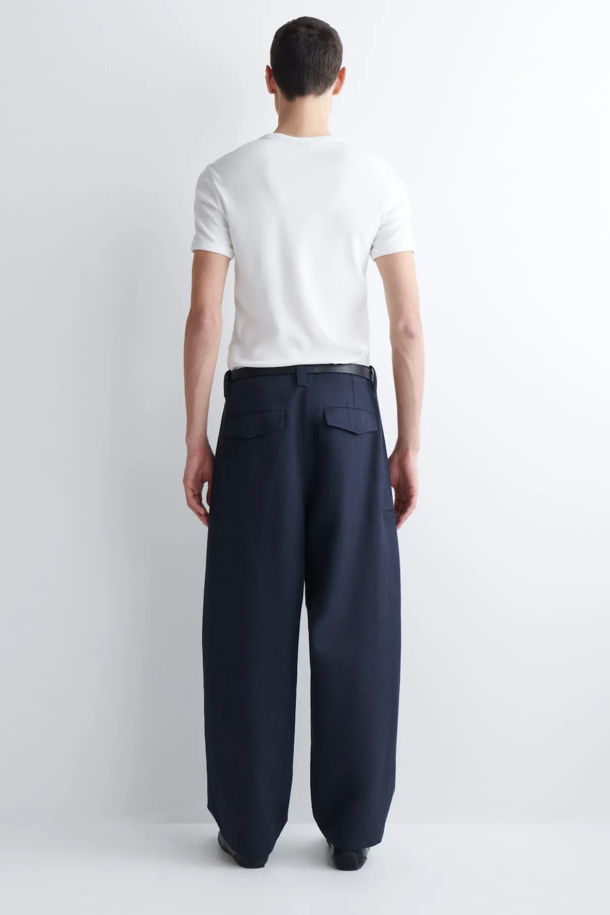 COTTON-BLEND BARREL-LEG UTILITY PANTS