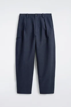 COTTON-BLEND BARREL-LEG UTILITY PANTS