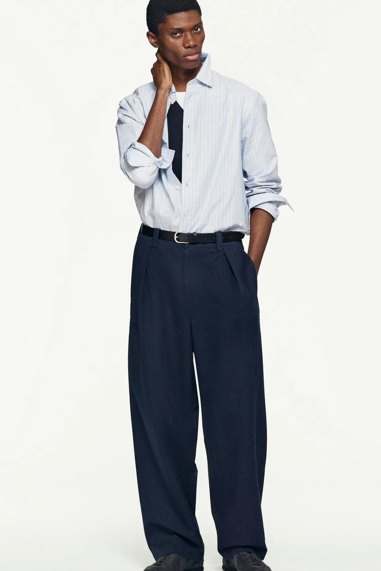 COTTON-BLEND BARREL-LEG UTILITY PANTS