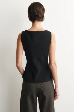 COTTON-BLEND CREPE VEST