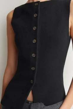 COTTON-BLEND CREPE VEST