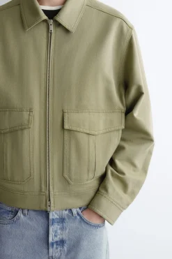 COTTON-BLEND ZIP-UP UTILITY JACKET