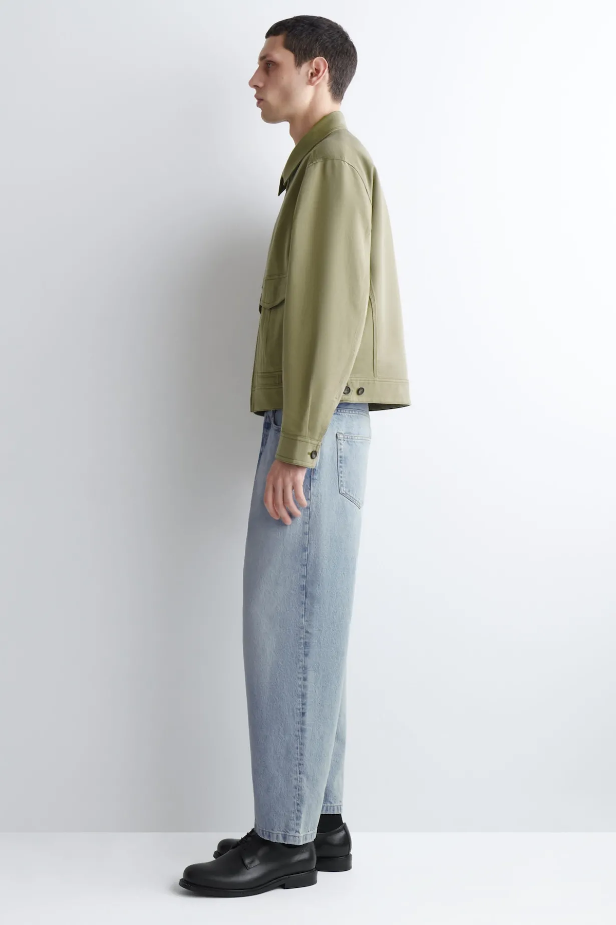COTTON-BLEND ZIP-UP UTILITY JACKET