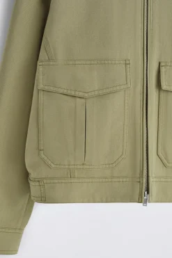 COTTON-BLEND ZIP-UP UTILITY JACKET