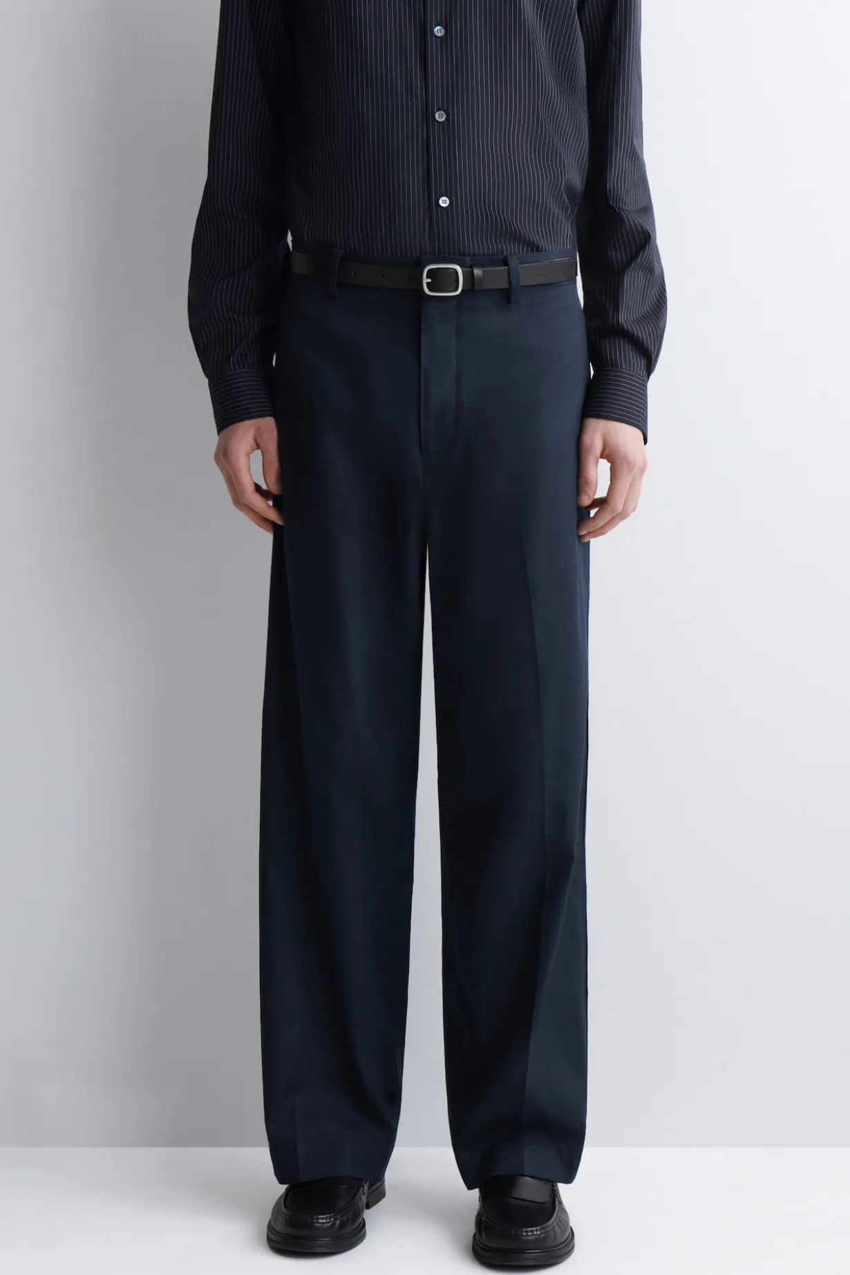COTTON-LINEN RELAXED-FIT STRAIGHT-LEG PANTS