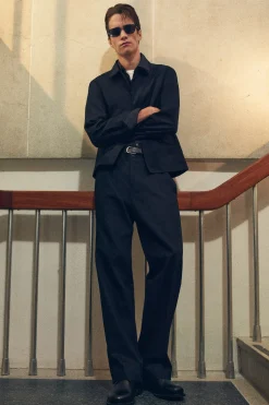 COTTON-LINEN RELAXED-FIT STRAIGHT-LEG PANTS