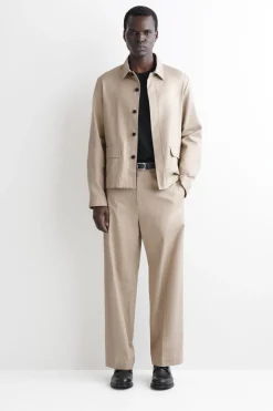 COTTON-LINEN RELAXED-FIT STRAIGHT-LEG PANTS