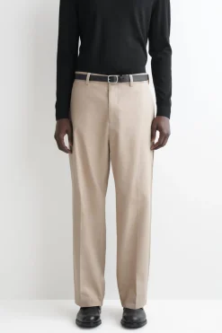 COTTON-LINEN RELAXED-FIT STRAIGHT-LEG PANTS
