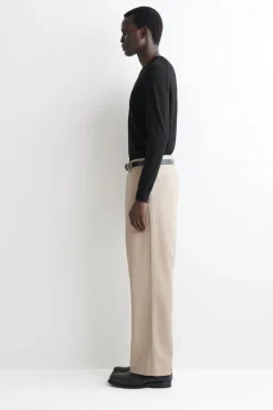 COTTON-LINEN RELAXED-FIT STRAIGHT-LEG PANTS