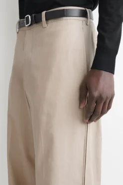 COTTON-LINEN RELAXED-FIT STRAIGHT-LEG PANTS