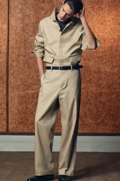 COTTON-LINEN RELAXED-FIT STRAIGHT-LEG PANTS