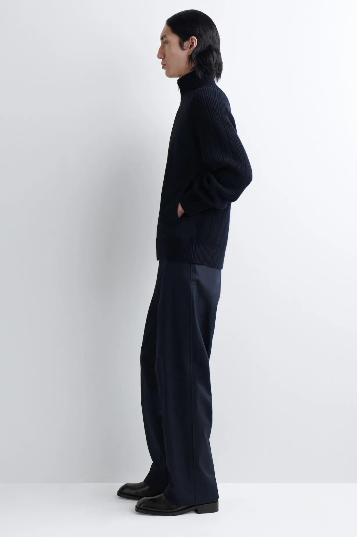 COTTON-PANELED MERINO TRACK JACKET