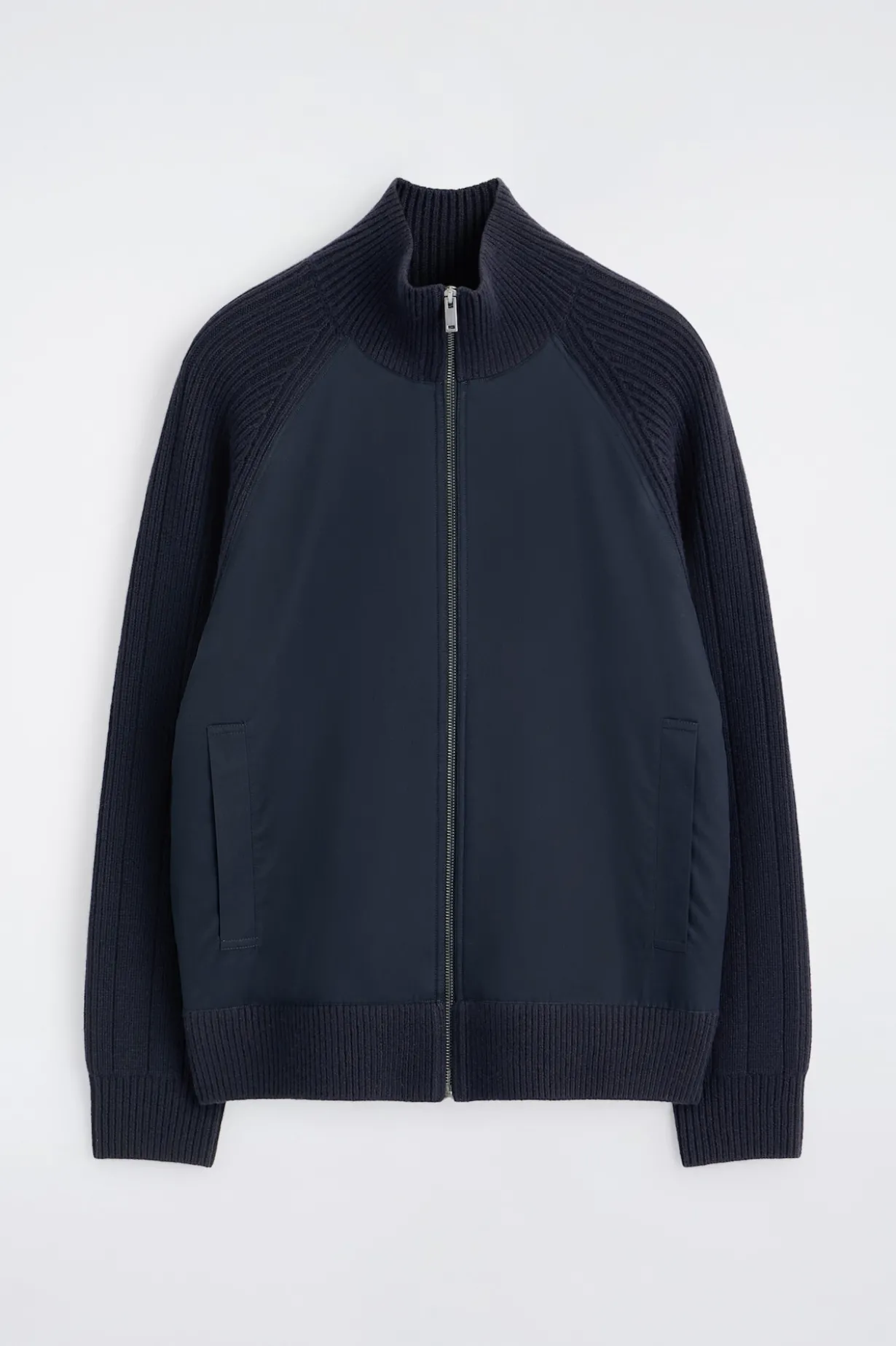 COTTON-PANELED MERINO TRACK JACKET