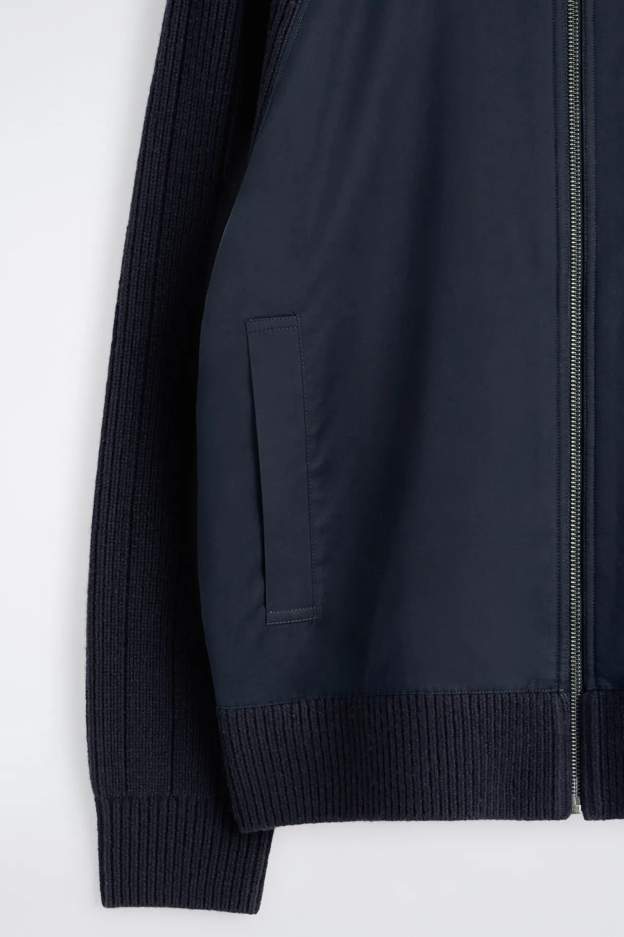 COTTON-PANELED MERINO TRACK JACKET