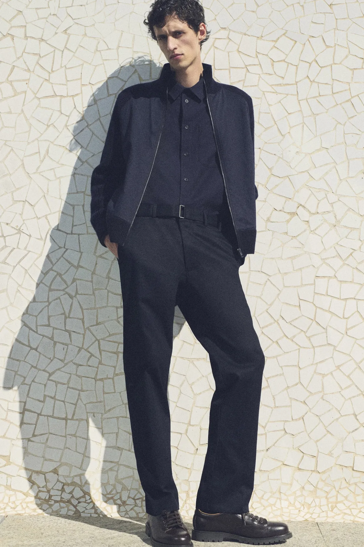 COTTON-PANELED MERINO TRACK JACKET
