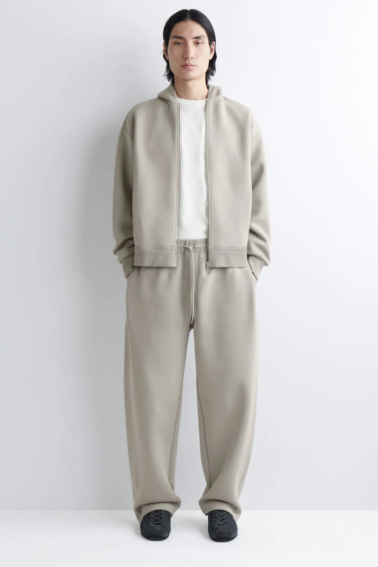 COTTON-PIQUÉ OVERSIZED BARREL-LEG JOGGERS