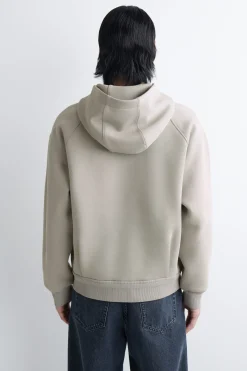COTTON-PIQUÉ ZIP-UP HOODIE