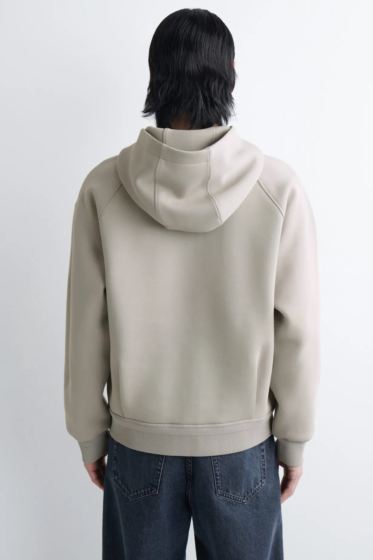 COTTON-PIQUÉ ZIP-UP HOODIE