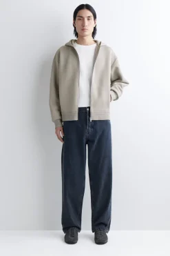 COTTON-PIQUÉ ZIP-UP HOODIE