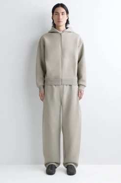 COTTON-PIQUÉ ZIP-UP HOODIE